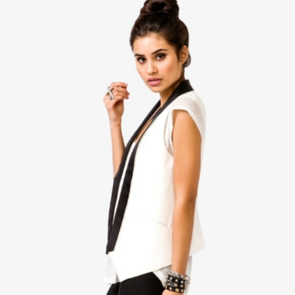 Off-White Tuxedo Vest with Black Trim